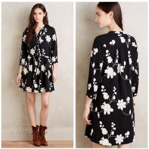 Anthro Embroidered Floral Mini Dress Isabella Sinclair